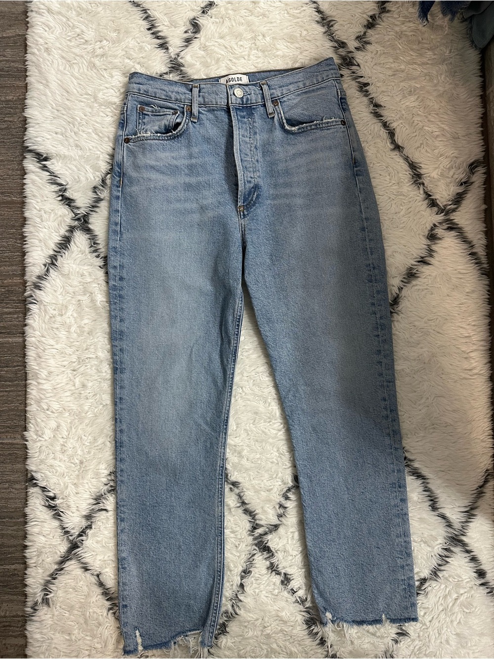 Agolde Light Blue High-Rise Straight Jeans